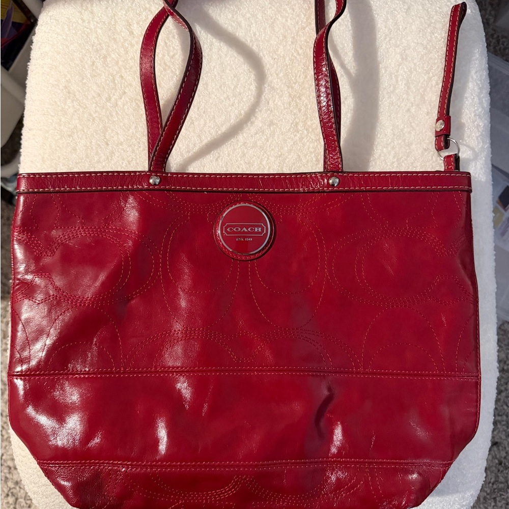 Coach Cherry Red Leather Tote